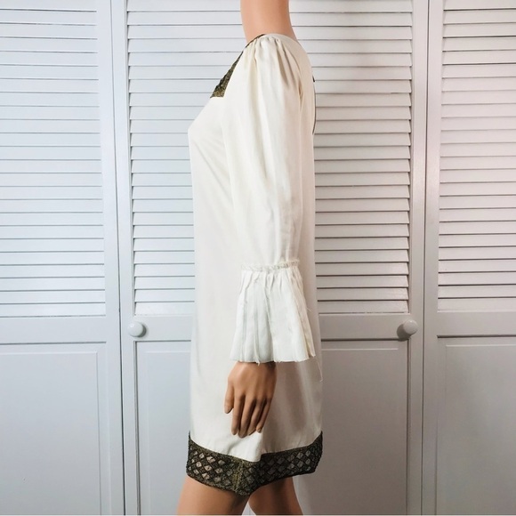 ALICE + OLIVIA Ivory Beaded Pleated Sleeve Dress Size Small - Picture 4 of 13